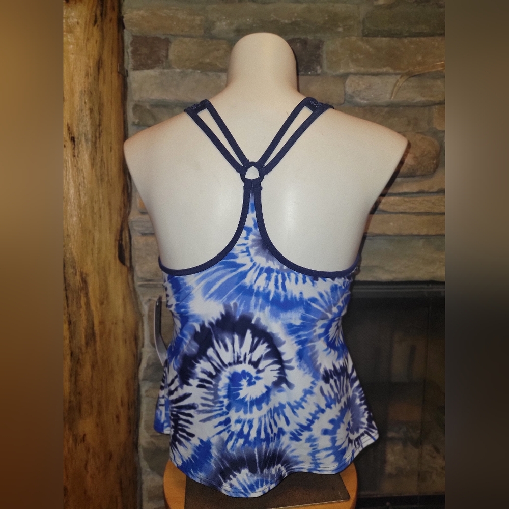 💰⏳️Zero Exposure Blue Tie-Dye Strappy Tankini Swim Top NWT Size 0X - Picture 10 of 10